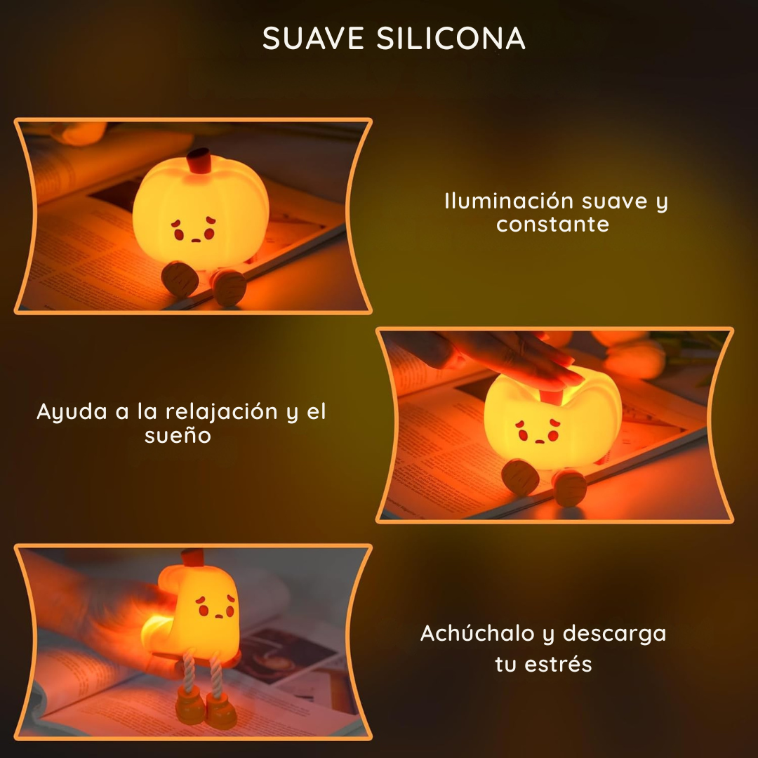 Linda lámpara nocturna de calabaza de silicona