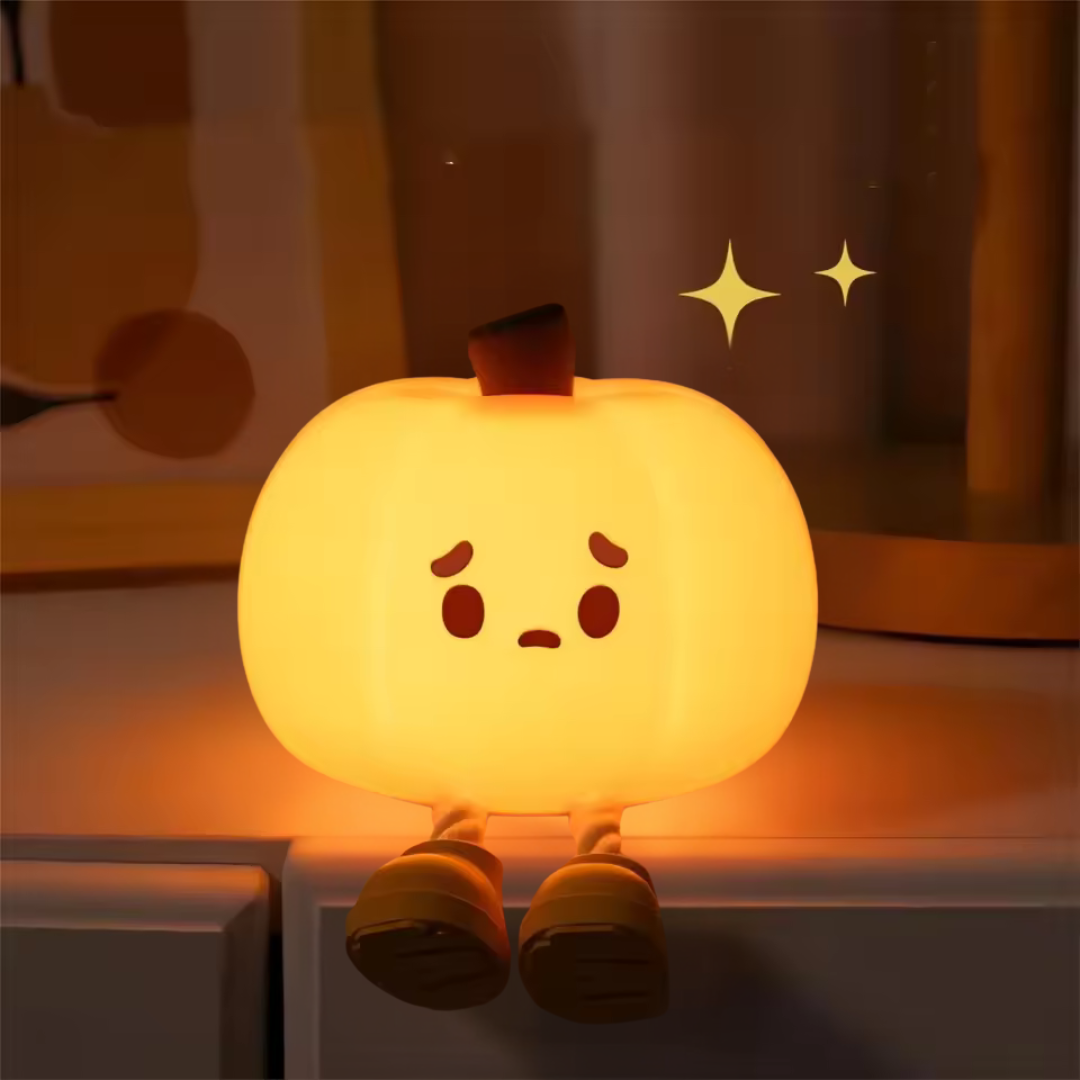 Linda lámpara nocturna de calabaza de silicona